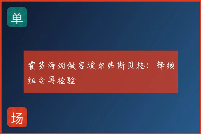 霍芬海姆做客埃尔弗斯贝格:锋线组合再检验